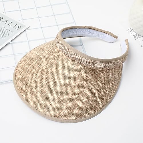 Cloth Covered Slip-On Visor for Women, Adjustable Cap Sports Sun Visors for Men - color: White/Beige