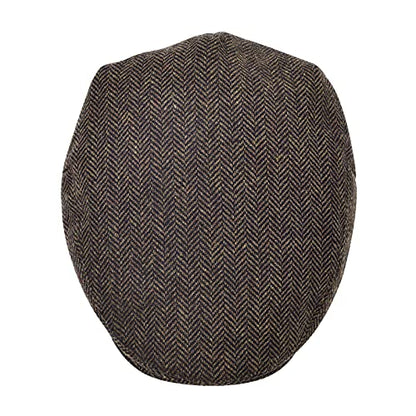 STARANCE Men Wool Blend Newsboy Cap Flat Hat - color: Herringbone Coffee, size: 7 1/4