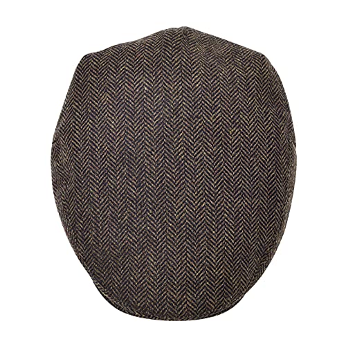 STARANCE Men Wool Blend Newsboy Cap Flat Hat - color: Herringbone Coffee, size: 7 3/4