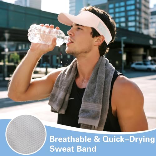 HH HOFNEN Sports Sun Visor Unisex Cooling Cap Lightweight Stretchy Packable - color: #1 Pink