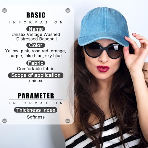 Geyoga 7 Pcs Vintage Baseball Hats - color: Yellow, Pink, Blue, Orange, Purple, Rose Red, Sky Blue, size: One Size
