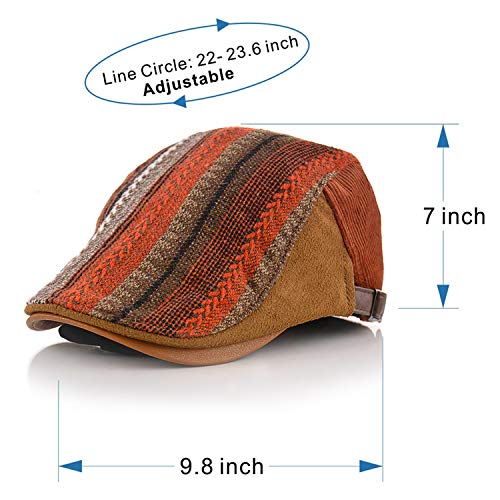 M MOACC Men Beret Hat Cotton Adjustable Newsboy Hats Cabbie Gatsby Cap Driving Flat Caps - color: Hat-t6-orange Red