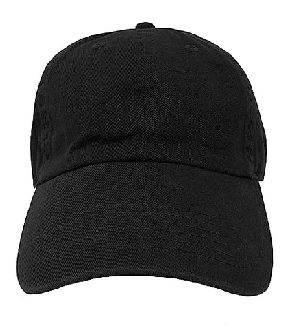 Glory Max 100% Cotton Baseball Cap Classic Plain Low Profile Golf Dad Hat Buckle Adjustable - color: Black