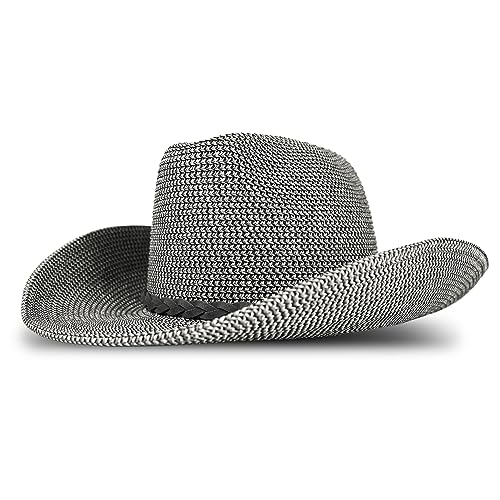 Lucky Brand Women's Straw Cowboy Hat | Rope Design | Western | Style | Fashion | Sun Protection | Breathable - color: Grey