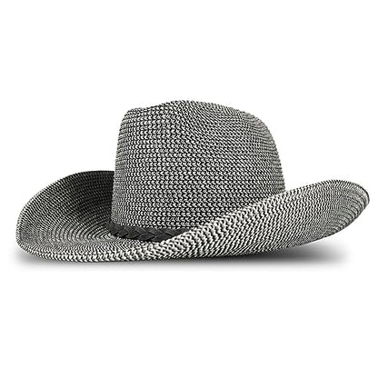 Lucky Brand Women's Straw Cowboy Hat | Rope Design | Western | Style | Fashion | Sun Protection | Breathable - color: Grey