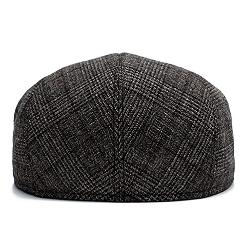 Men's Newsboy Hat with Earflaps Flat Ivy Caps Irish Cabbie Cap - color: Dark Coffee