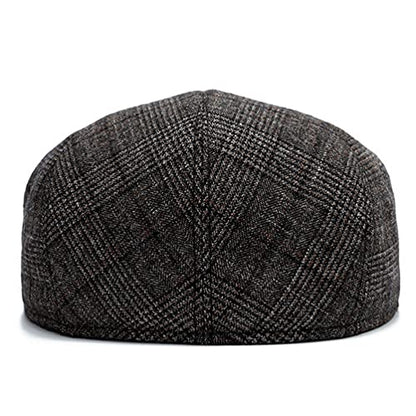 Men's Newsboy Hat with Earflaps Flat Ivy Caps Irish Cabbie Cap - color: Dark Coffee