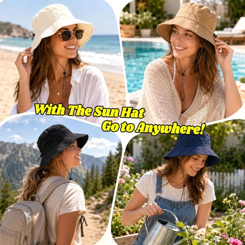 NPQQUAN Sun Bucket Hats for Woman Men Lightweight Sun Hat Packable Foldable - color: (Royalblue)