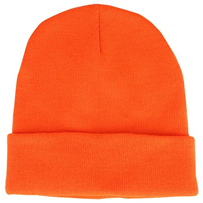 Armycrew High Visibility Neon Color Cuff Long Winter Beanie Hat - color: Orange