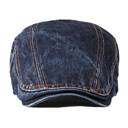 meioro Women Denim Newsboy Hat Cotton Flat Cap Ivy Gatsby Driving Hunting Gatsby Cabbie Denim Hats for Men - color: Dark Blue-b