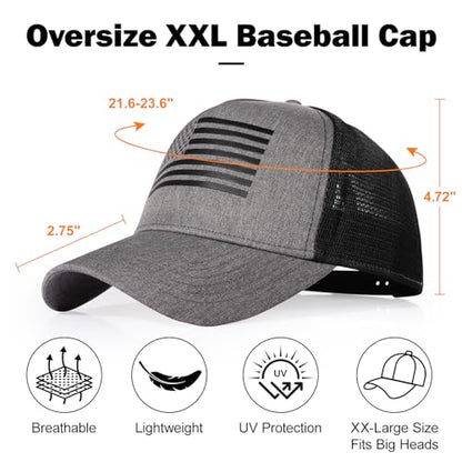 Oversize XXL American Flag Trucker Hat - color: Black/Black, size: XX-Large