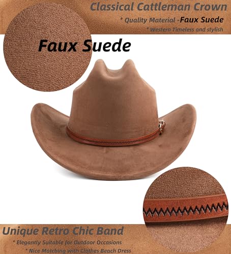 Pro Celia Cowboy Hat for Women and Men Wide Brim Western Cowgirl Hat - color: Coffee