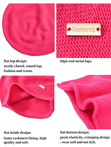 jaxmonoy Slouchy Knit Beanie Hat for Women Winter Soft Warm Ladies Laightweight Slouch Knitted Skull Beanies Cap - color: Rose