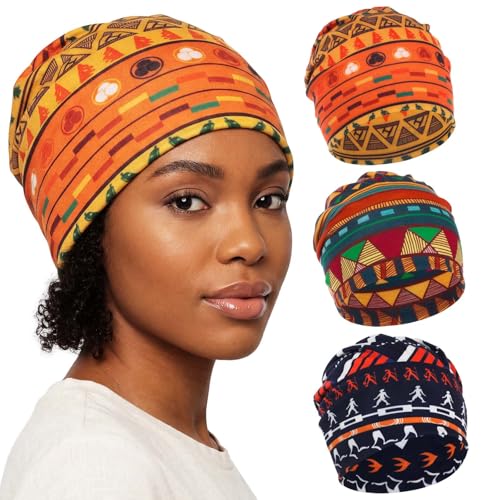 Bohend Bohemian Beanie Hats Headwear Cap Stretch Non Slip Bandanas Sleep Turbans Hats for Women Men Close top Head Covering - style: Boho 1