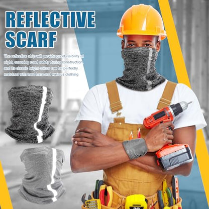 SATINIOR 4 Pcs Neck Gaiter Face Mask for Men, High Vis - color: Dark Colors