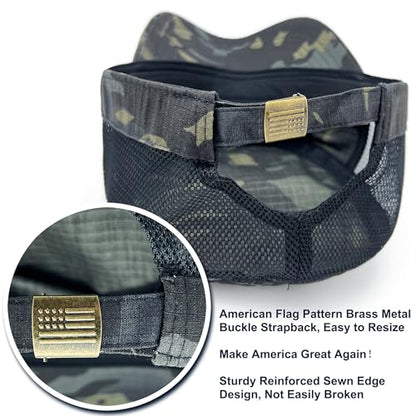 Loneshark Tactical Camo Military Hat Cadet Cap Army Flat Top - color: Back-mesh-multicam, size: One Size