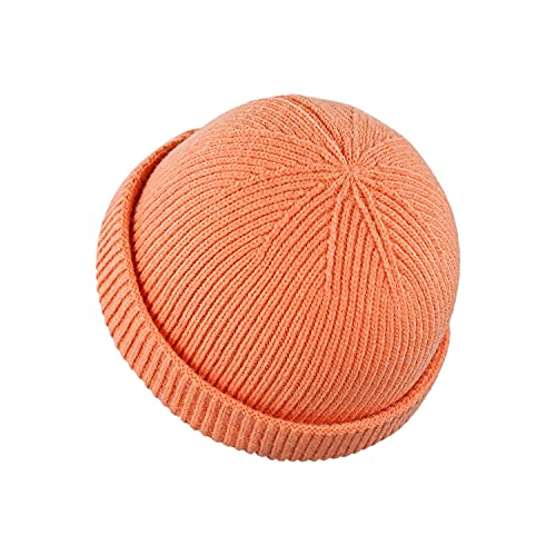 Croogo Brimless Hat Beanie Docker Cap Rolled Cuff Worker Sailor Skullcap - color: Ct47-swag Orange