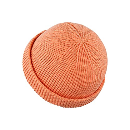 Croogo Brimless Hat Beanie Docker Cap Rolled Cuff Worker Sailor Skullcap - color: Ct47-swag Orange