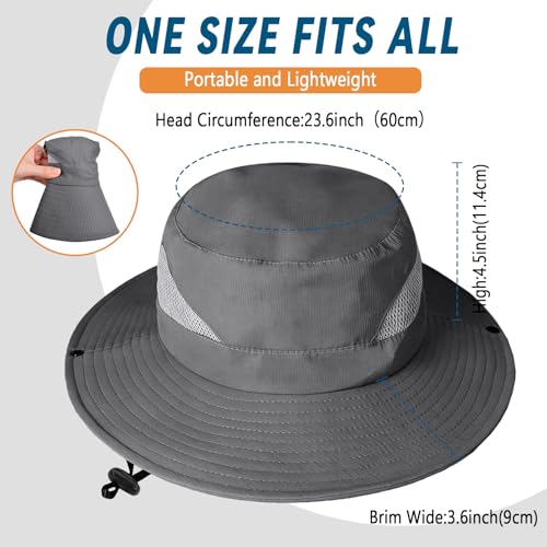 ZOORON Sun Hats for Men Women, Wide Brim Safari Hats UV Protection UPF50+ Waterproof Boonie Hats for Fishing Hiking Camping - color: With One Pair Cooling Sleeves-1pack-darkgray