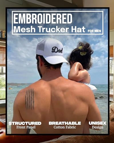 Funky Junque Vintage Trucker Hat, Embroidered American Flag Cap - color: Dad - White