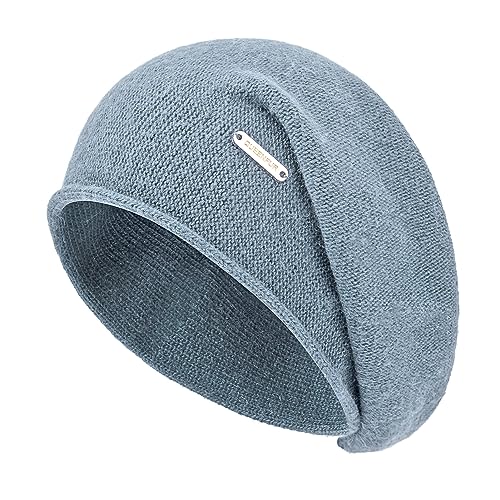 Knit Slouchy Beanie Hats for Women Cashmere Ski Cap Knitted Wool Soft Warm Winter Hat - color: A16-blue