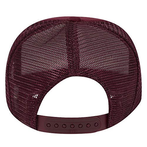 OTTO Polyester Foam Front Youth 5 Panel High Crown Trucker Hat - color: Maroon