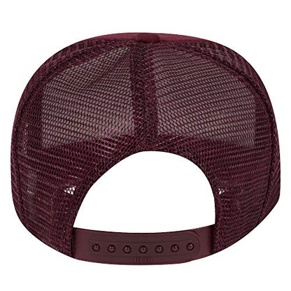 OTTO Polyester Foam Front Youth 5 Panel High Crown Trucker Hat - color: Maroon