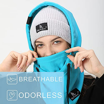 Shy Velvet Cold Weather Fleece Balaclava Ski Mask,Balaclava Wind-Resistant Winter Face Mask for Men and Women - color: Lake Blue