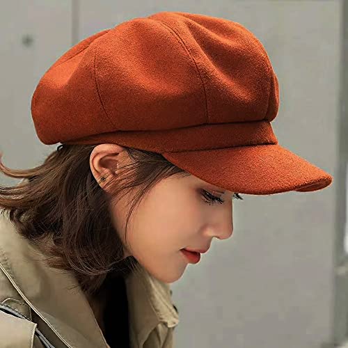 Newsboy Caps for Women Classic Beret Hats Autumn Winter Cap - color: Caramel