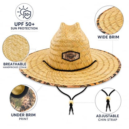 Palmyth Straw Hat for Men & Women Sun Hats, Beach Hat, Fishing Hat UPF 50+ - color: Mistygrovecamo
