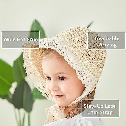 pureborn Baby Toddler Girls Straw Sun Hat Summer Beach Hat - color: Beige, size: 6-24 Months