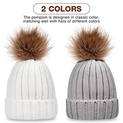 Syhood 4 Pcs Hat and Glove Set Winter Beanie and Glove Set - color: White and Grey