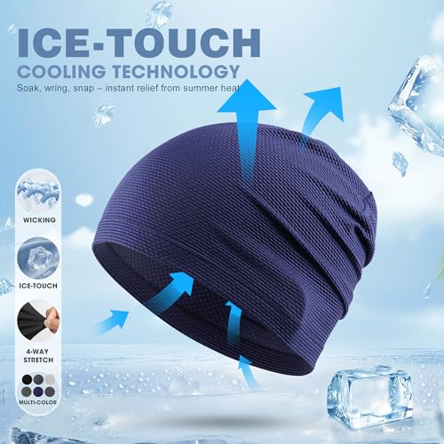 Justrideon 3-Pack Cooling Skull Cap Breathable 3D Honeycomb Mesh Men Women - color: Black + Gray + Royal Blue