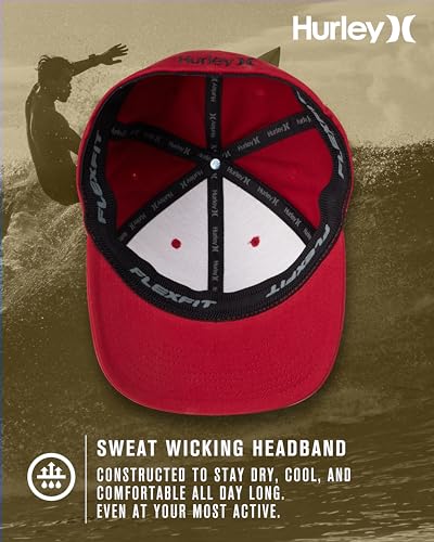 Hurley Mens Curved Brim Flexfit Baseball Cap - color: Gym Red, size: Large-X-Large