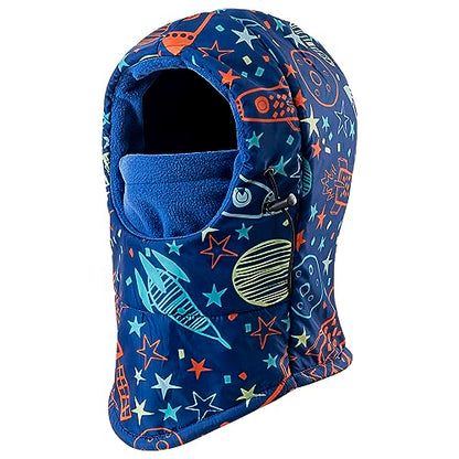 REDESS Winter Windproof Hat, Unisex Children Heavyweight Balaclava, Ski Mask with Thick Warm Fleece Face Cover - color: Light Blue2