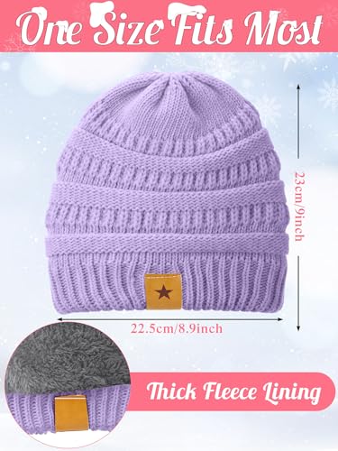 JaGely 6 Pcs Women Winter Beanie Hat Gloves Set Warm Knitted Hats and Touchscreen Gloves Lady Cold Winter Gifts for Christmas - color: White, Pink and Purple