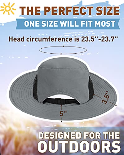 Tirrinia Sun Hats for Women, Wide Brim Hat with Ponytail Hole - color: #Grey-23.7'' Head