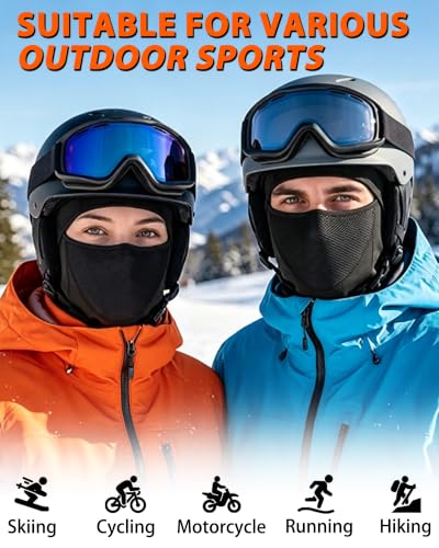 Ski Mask Warm Fleece-Lined Balaclava Face Mask for Cold Weather - color: Black