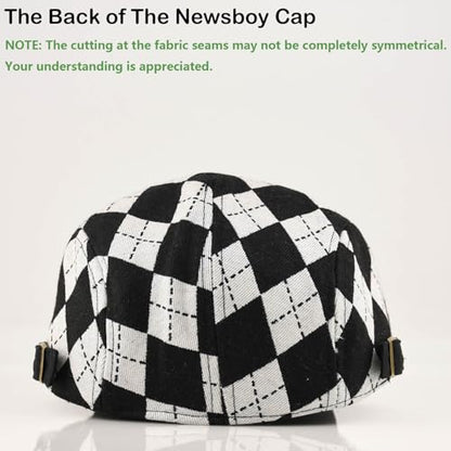 Women's Berets: Black Houndstooth Red Beret Hats for Women Fall Winter Fashion Outfit - color: Advance-checkered-black