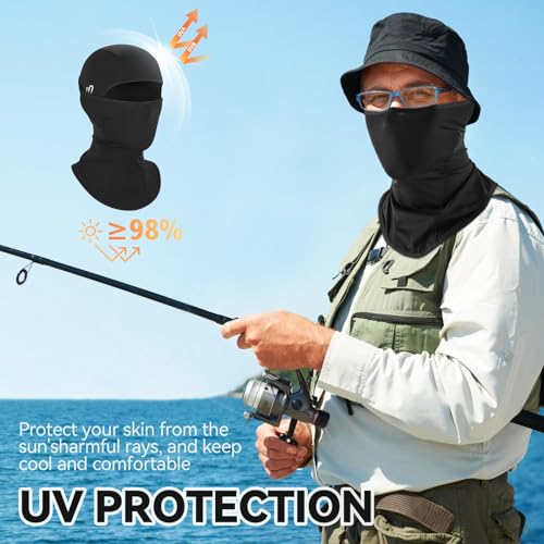 GL GLENSLAVE Summer Balaclava, Cooling Ice Silk Balaclava Full Face Mask UV Protector for Men Women Motorcycle Cycling - color: Black