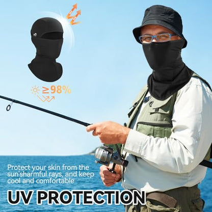 GL GLENSLAVE Summer Balaclava, Cooling Ice Silk Balaclava Full Face Mask UV Protector for Men Women Motorcycle Cycling - color: Black