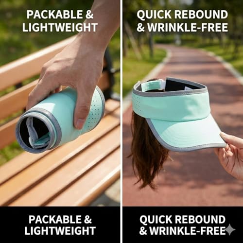 Reflective Brim Quick Dry Lightweight Visor Hat - color: Mint Green & Light Gray