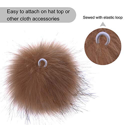 Coopay 16 Pieces Faux Fox Fur Pom Pom Balls DIY Fur Fluffy Ball with Elastic Loop for Hats Keychains Scarves Gloves Bags Charms Knitting Accessories (Popular Mix Colors) - color: Popular Mix Colors