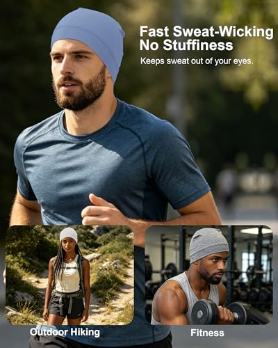 3-Pack 100% Cotton Skull Cap for Men Women Helmet Liner Caps - color: 3pcs-white,pink,light Blue