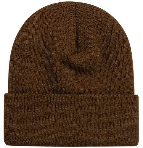 ZOORON Beanie for Men Women Warm Winter Hat Unisex Soft Knit Cuffed Beanie - color: Coffee
