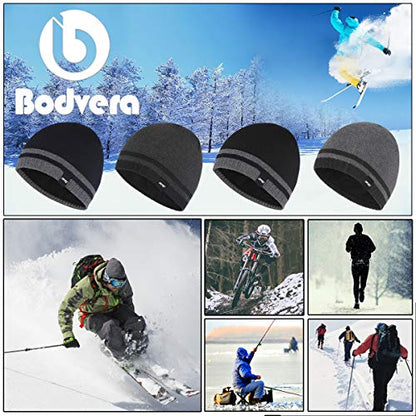 Mens Winter Beanie Hat Warm Knit Cuffed Plain Toboggan Ski Skull Cap (3 Patterns) - color: A2-grey