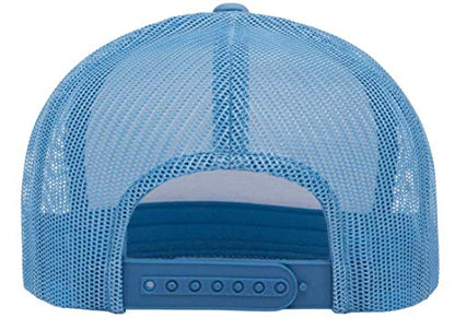 Yupoong 5-Panel YP Classic Trucker Cap | High Profile Flat Visor Snapback - color: C. Blue/White/C. Blue