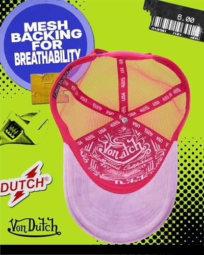 Von Dutch Unisex Velvet Trucker Hat, Curved Bill, Mesh Back, Snapback - color: Lilac Ice