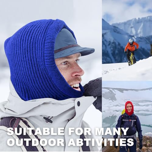 Stilldawn Hooded Scarf Beanie for Women&Men,Balaclava Winter Hat,Knit Skull Cap Neck Gaiter,Warm Premium Polyester Scarf Hat - color: Light Grey