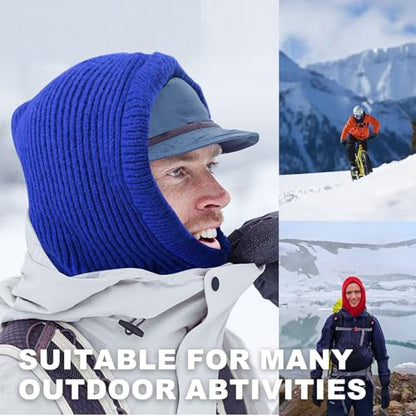 Stilldawn Hooded Scarf Beanie for Women&Men,Balaclava Winter Hat,Knit Skull Cap Neck Gaiter,Warm Premium Polyester Scarf Hat - color: Light Grey
